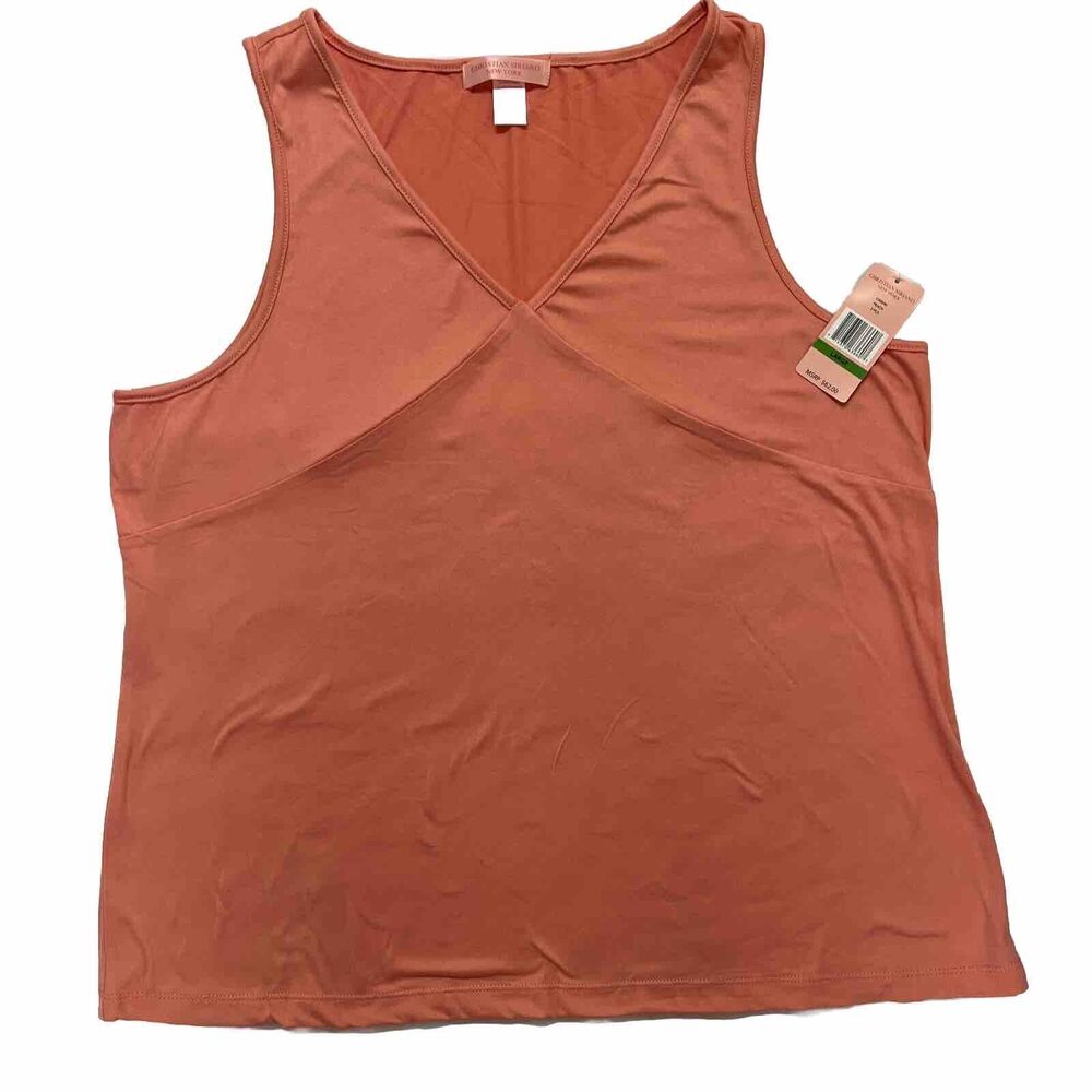 Christian Siriano Tank Top T Shirt Womens Large Peach C40040 Defined Bodice